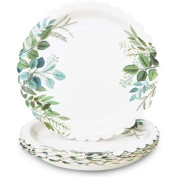 80-Pack Vintage-Style Floral Paper Plates, 9 Inch for Tea Party