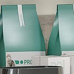 gray, with cat litter mat