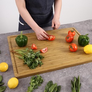 20×30 Inch Extra Large Bamboo Cutting Board - Reversible Butcher Block with Deep Juice Grooves. Pre-Oiled, Easy to Carry via Handles - 1 of 4