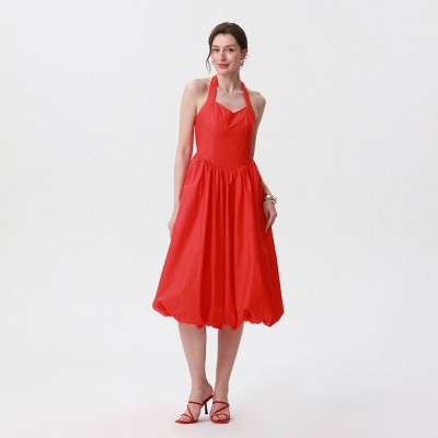 Women's Bubble Midi A-Line Dress - A New Day™ Red S