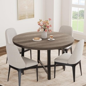 47 in Round Dining Table for 4, Wooden Circle Dinner Table, Heavy Duty Metal Pedestal, Round Pedestal Kitchen Tables for Dining Room - 1 of 4