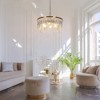 LNC Miswinamp 6-Lights 23.6" Modern   Luxury Tiered Drum Draped-Glass Chandelier, Gold - 4 of 4