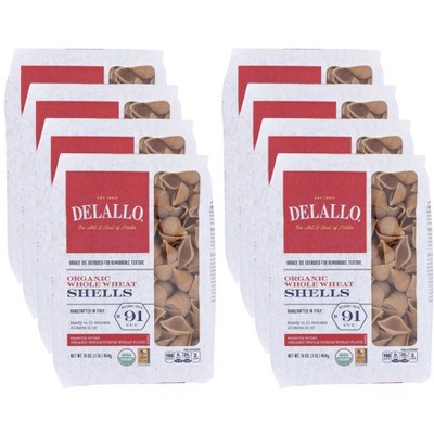 DeLallo Organic Whole Wheat Shells - Case of 8/16 oz