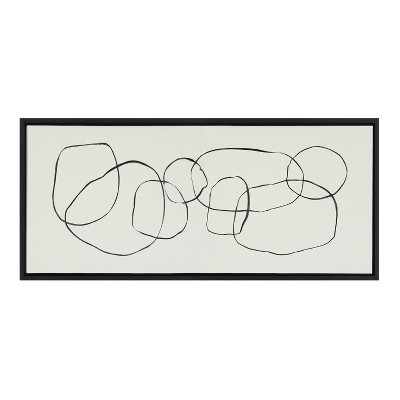 Dancing Circles Black and White Abstract Canvas Art, 18x40