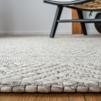 Beige and Light Grey Geometric Wool Synthetic Area Rug 3' x 5'