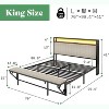 AMERLIFE LED Bed Frame with Foldable Ottoman, Charging Station, Velvet Upholstered Headboard - 2 of 3