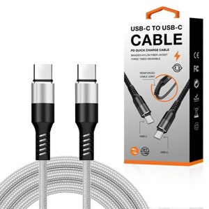 Reiko Power Delivery USB-C to C Fast Charging & Sync Nylon- Braided 5FT Cable - 1 of 4