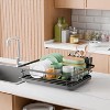 Attop Dish Drying Rack for Kitchen Counter, Stainless Steel Sink Organization and Storage Essentials with Cutlery Holder Black - 3 of 4