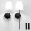 DORESshop 8 in. 1-Light Black Wall Sconce, Wall Sconce with Detachable Bulbs and Fabric Shade for Living Room(2-Pack） - 2 of 4