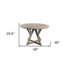 HomeRoots 48" Brown Rounded Solid Wood Pedestal Base Dining Table - 3 of 4