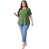 Agnes Orinda Women's Plus Size Textured Crew Neck Side Split Short Sleeve T-Shirts - 3 of 4