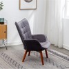 Silky Velvet Upholstered Contemporary Accent Chair with Diamond Button Tufting, Matching Ottoman and Plush Seat Cushion - 4 of 4