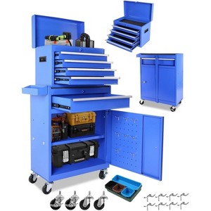 2 in 1 Tool Chest with 5 Drawers, Tool Cart with 7 Organizer Tray Divider Set & Wheels, Large Rolling Tool Box Organizer for Garage, Workshop - 1 of 4