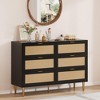 Natural Rattan 6-Drawer Dresser with Gold Legs - Wide Double Dresser with Anti-Tip for Bedroom - 3 of 4