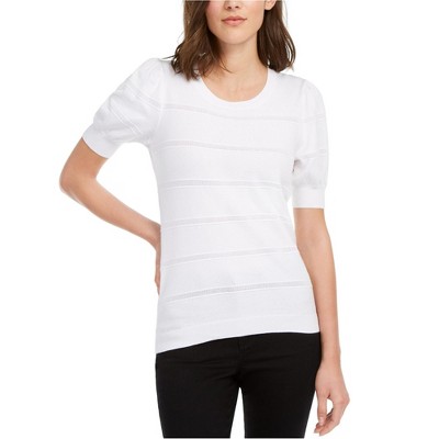 maison Jules Womens Puff-Sleeve Pullover Sweater