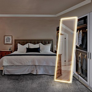 Kumasinova 60"/70"/64" 3 Color Lighting LED Standing Mirror with,Rectangle/Arched Full Length Mirror with Stand,Wall Mirror Full Length for Bedroom - 1 of 4