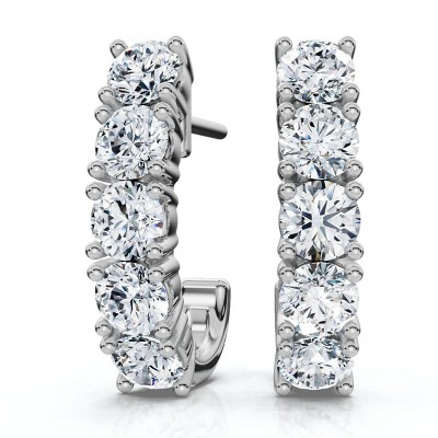 Pompeii3 1Ct T.W. Diamond Hoops Earrings in 14k White Gold Lab Created