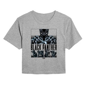 Women's - Marvel - Black Panther Grid Cropped Graphic T-Shirt - 1 of 4