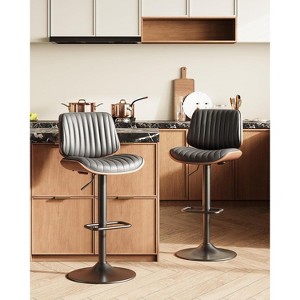 Ora Maison Adjustable Swivel Bar Stools 26-34.5", Faux Leather Counter Height Chairs with Footrests for Kitchen Island or Home Bar - 1 of 1
