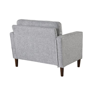 Light Gray Tufted Fabric Accent Chair with Wood Legs