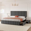 Queen Linen Upholstered Platform Bed Frame with 4 Storage Drawers, Adjustable Headboard - 4 of 4