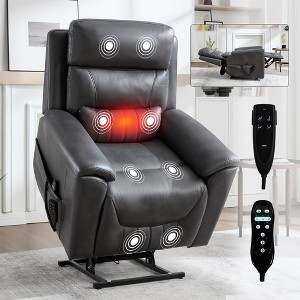 KWPZQEB Dual Motor Infinite Position Recliner Chair, Single Sofa with 8-Point Vibration Massage & Lumbar Heating, Wide Reclining Sofa for Living Room - 1 of 4