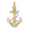 Black Bow Jewelry 14k Two Tone Gold Anchor with Rope Pendant - 3 of 4