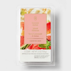 12ct Wax Melts Island Getaway/Coconut Sorbet/Island Hibiscus/Berry Lemonade/Melon - Threshold™ - 1 of 3