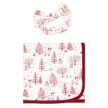 Touched by Nature Baby Girl Organic Cotton Swaddle Blanket and Headband or Cap, Winter Woodland, One Size