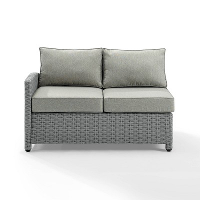 Bradenton Outdoor Wicker Sectional Left Corner Loveseat - Gray - Crosley