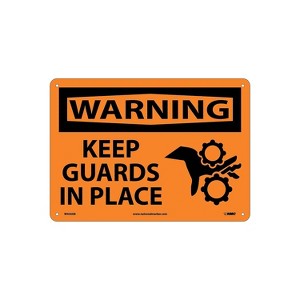 National Marker Warning Sign; Keep Guards In Place Graphic 10X14 .040 Aluminum W450AB - 1 of 1