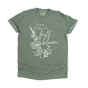 Simply Sage Market Women's Live Life In Full Bloom Bouquet Short Sleeve Garment Dyed Tee - 1 of 4