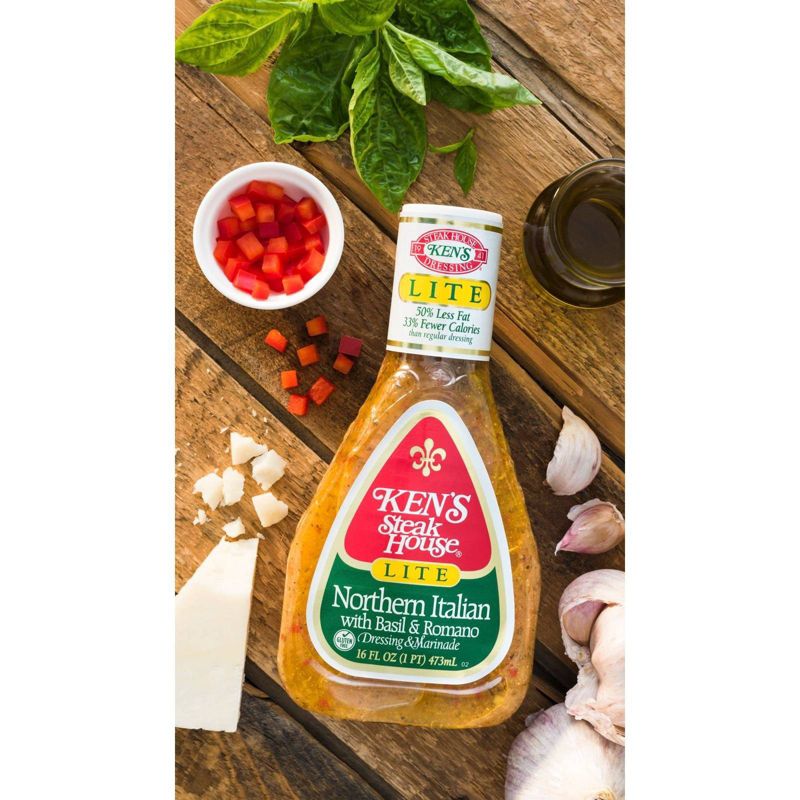 Ken&#39;s Steak House Lite Northern Italian with Basil and Romano Salad Dressing - 16fl oz, 3 of 5