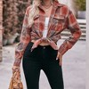Womens Button Down Flannel Shirts Oversized Long Sleeve Plaid Shackets Business Casual Blouse Top - 3 of 4