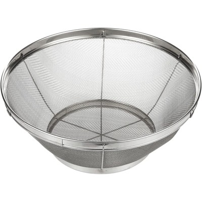 Juvale Large Stainless Steel Fine Mesh Food Strainer for Kitchen, Metal Colander for Rice, Quinoa, 10.25x4 in