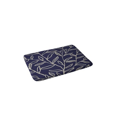 Alisa Galitsyna Patterned Leaves Bath Mat Blue - Deny Designs