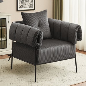 Furniliving Chair And A Half, Comfy Sofa Chair with Pillow Lounge Reading Chair with Metal Frame Upholstered Soft Cushion, Corduroy - 1 of 4