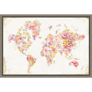 Amanti Art Midsummer World Map by Danhui Nai Canvas Wall Art Print Framed 23-in. x 16-in. - 1 of 4