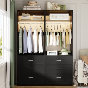 Aheaplus Freestanding 24" Closet System with 3 Wood Drawers - 1 of 4