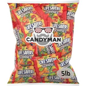 CANDYMAN Lifesavers Gummies 5 Pounds Bulk Candy Fruit Snacks with 5 Flavors Individually Wrapped - 1 of 3