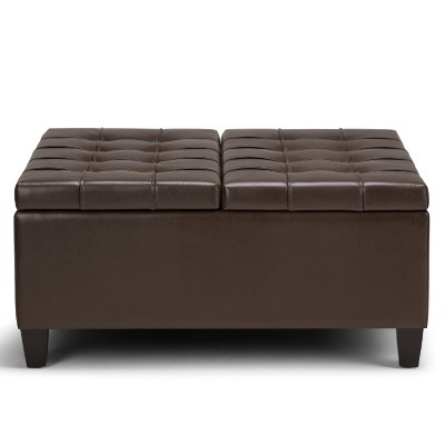 Elliot 36" Chocolate Brown Tufted Faux Leather Cocktail Ottoman