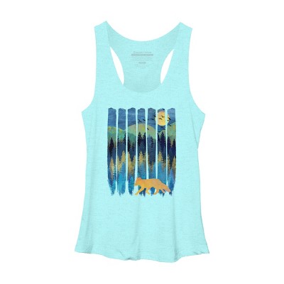 Women's Design By Humans Fox Forest Night By Maryedenoa Racerback Tank Top