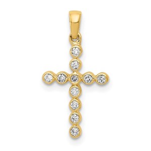 Black Bow Jewelry 14k Yellow or White Gold 1/10 Ctw Diamond Small Cross Pendant, 10x20mm - 1 of 4