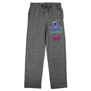 Invader Zim I’ll Destroy You Adult Gray Heather Sleep Pajama Pants - 1 of 4