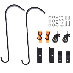 VEVOR Ladder Roof Hook, 2 Pack with Fixed Wheel & Swivel Bar,Wheel Heavy Duty Steel Ladder Stabilizer,Roof Ridge Extension,600 lbs Weight Rating,Black - 1 of 4