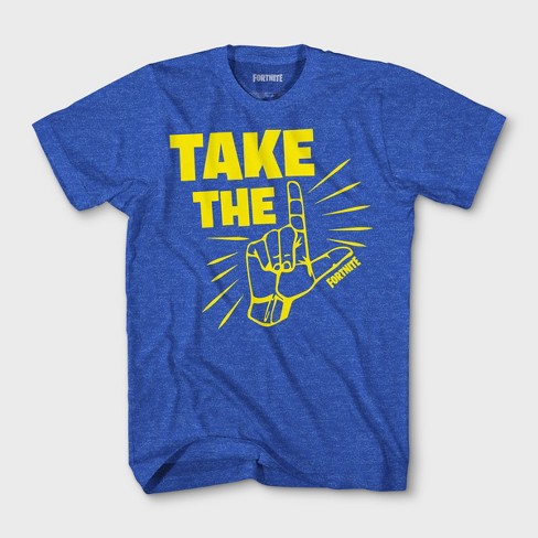 boys fortnite take the l short sleeve t shirt royal blue - take the l in fortnite