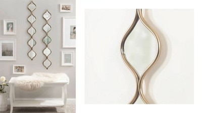 Gold Teardrop Panel Wall Mirror, 7x42, Metal Frame