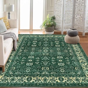 Acekool Machine Washable Area Rug, Non Slip Vintage Floral Carpet for Living Room, Bedroom - 1 of 4