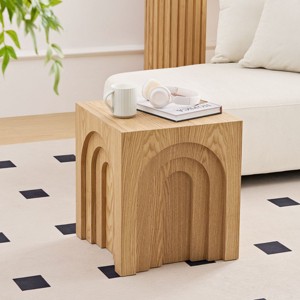 Coolbibila Modern Wooden Square Small Coffee Table,Bedside Table With Imitation Solid Wood Design,MDF Side Table For Living Room Bedroom - 1 of 4