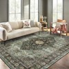 Faux Wool Vintage Printed Area Rug with Non Slip Backing Machine Washable Stain Resistant  Soft  Accent Carpet for Indoor Places - 2 of 4